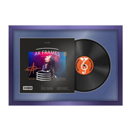 "AK Frames 25X17"" Purple Sleek Vinyl Record Frame With Blue Mount For 12 Inch Lp Cover & Disc - Overlapped Design" - thumbnail 1