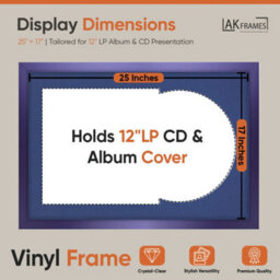 "AK Frames 25X17"" Purple Sleek Vinyl Record Frame With Blue Mount For 12 Inch Lp Cover & Disc - Overlapped Design" - thumbnail 2