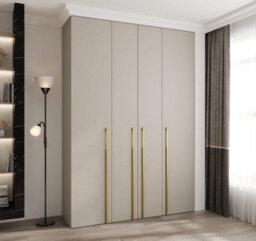 Arte Elegant Cashmere Como 3 Hinged Door Wardrobe H2460mm W1700mm D500mm, Four Doors, Sixteen Shelves, Two Hanging Rails, Gold Handles - thumbnail 2
