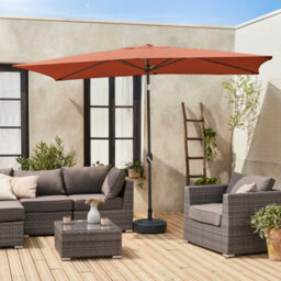 Sweeek - 2X3M Rectangular Centre Pole Parasol Touquet Terracotta
