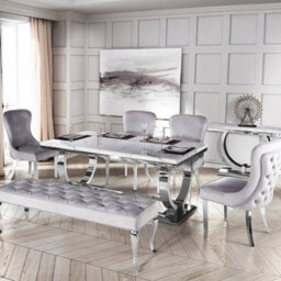 Stratus Interiors Arriana Marble Top Dining Table With Circular Metal Stand 1.8Mt - Black Marble - thumbnail 5