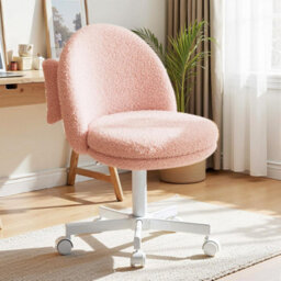 Comhoma Vanity Desk Chair Dressing Table Chairs Swivel Height Adjustable Chair, Teddy, Pink