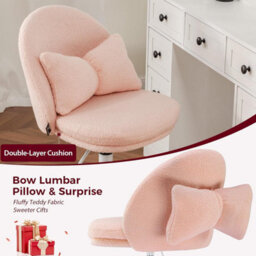 Gtplayer Vanity Desk Chair Dressing Table Chairs Swivel Height Adjustable Chair, Teddy, Pink - thumbnail 9