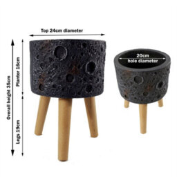 Leaf 35Cm X 24Cm Large Lunar Black Planter - thumbnail 4