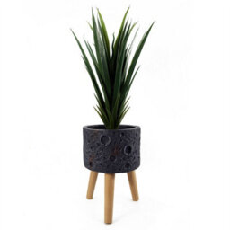 Leaf 35Cm X 24Cm Large Lunar Black Planter - thumbnail 3
