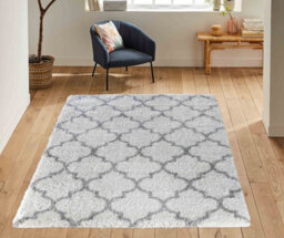 Moroccan Berber Shaggy Rugs Living Room Trellis Light Cream 80X150 Cm - thumbnail 3