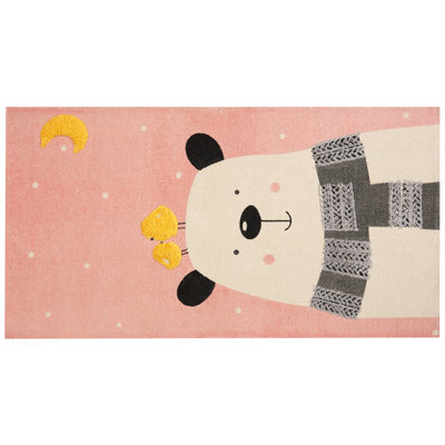 Beliani Kids Rug Tapak Pink 80 X 150 Cm Cotton - image 1