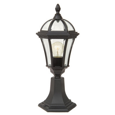 Luminosa Lighting Elstead Ledbury 1 Light Outdoor Pedestal Lantern Black Ip44, E27 - image 1