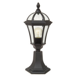Luminosa Lighting Elstead Ledbury 1 Light Outdoor Pedestal Lantern Black Ip44, E27 - thumbnail 1