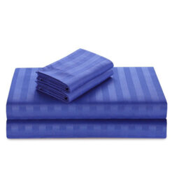 Casabella Satin Stripe Duvet Cover Sets, Double Navy Bedding With Satin Stripes, Double Duvet Set & Pillowcases - thumbnail 5