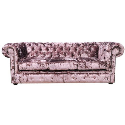 Chesterfield Handmade 3 Seater Sofa Settee Lustro Blush Pink Velvet Fabric In Classic Style - image 1