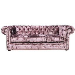 Chesterfield Handmade 3 Seater Sofa Settee Lustro Blush Pink Velvet Fabric In Classic Style - thumbnail 1