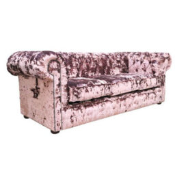 Chesterfield Handmade 3 Seater Sofa Settee Lustro Blush Pink Velvet Fabric In Classic Style - thumbnail 2