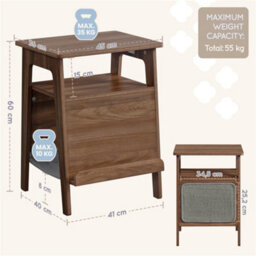 Yaheetech Walnut Classic Wooden End Table With Cat House & Scratching Board - thumbnail 4