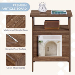 Yaheetech Walnut Classic Wooden End Table With Cat House & Scratching Board - thumbnail 6