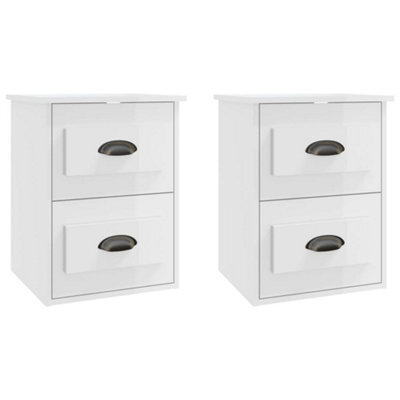 Berkfield Elegant Wall-Mounted Bedside Cabinets 2 Pcs High Gloss White 41.5X36X53Cm - image 1