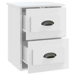 Berkfield Elegant Wall-Mounted Bedside Cabinets 2 Pcs High Gloss White 41.5X36X53Cm - thumbnail 8