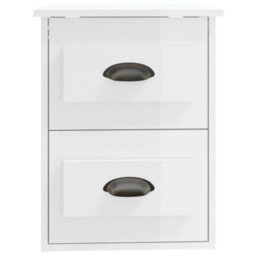 Berkfield Elegant Wall-Mounted Bedside Cabinets 2 Pcs High Gloss White 41.5X36X53Cm - thumbnail 9