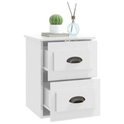 Berkfield Elegant Wall-Mounted Bedside Cabinets 2 Pcs High Gloss White 41.5X36X53Cm - thumbnail 6