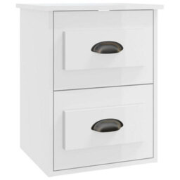 Berkfield Elegant Wall-Mounted Bedside Cabinets 2 Pcs High Gloss White 41.5X36X53Cm - thumbnail 7
