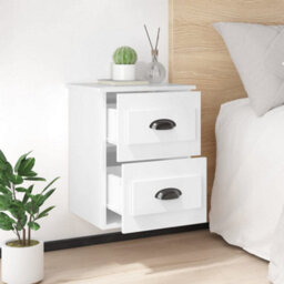 Berkfield Elegant Wall-Mounted Bedside Cabinets 2 Pcs High Gloss White 41.5X36X53Cm - thumbnail 4
