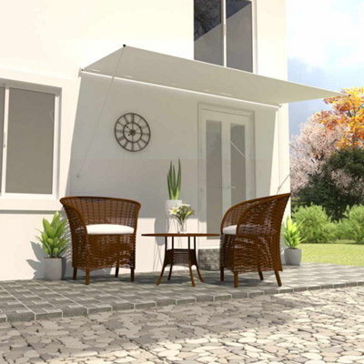 Walplus Retractable Awning Garden Sun Shade Canopy Gazebo For Back Door, Porch, Patio 400X150 Cm Cream - image 1