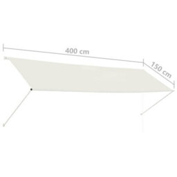 Walplus Retractable Awning Garden Sun Shade Canopy Gazebo For Back Door, Porch, Patio 400X150 Cm Cream - thumbnail 8
