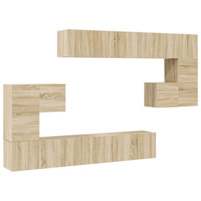 Berkfield Modern 10 Piece Tv Cabinet Set Sonoma Oak Engineered Wood - image 1