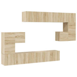 Berkfield Modern 10 Piece Tv Cabinet Set Sonoma Oak Engineered Wood - thumbnail 1