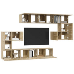 Berkfield Modern 10 Piece Tv Cabinet Set Sonoma Oak Engineered Wood - thumbnail 3