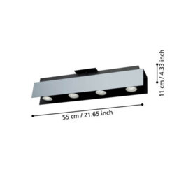 Eglo Viserba 4 Bulb Ceiling Spotlight Bar White And Black 1600 Lumens Warm White 3000K - thumbnail 3