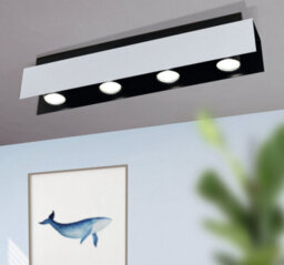 Eglo Viserba 4 Bulb Ceiling Spotlight Bar White And Black 1600 Lumens Warm White 3000K - thumbnail 2