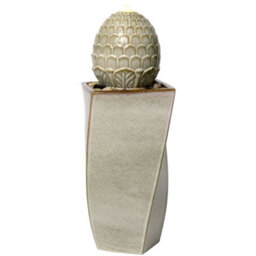 Primrose Grey Olvera Pineapple Ceramic Outdoor Garden Patio Water Feature Fountain With Led Lights H86Cm