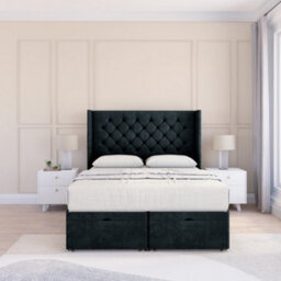 "Sloomy Dior Black Naples 3Ft Ottoman Bed End Opening With Sprung Memory Mattress & 54"" Headboard-Single" - thumbnail 2