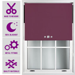 Triple Square Eyelet Blackout Roller Blind With Metal Fittings Free Alteration By Furnished - Aubergine (W)210Cm X (L)165Cm - thumbnail 1