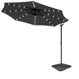 Sundaze 3M Black Cantilever Banana Parasol Umbrella Hanging Patio With Led Lights, Base Weights - thumbnail 2
