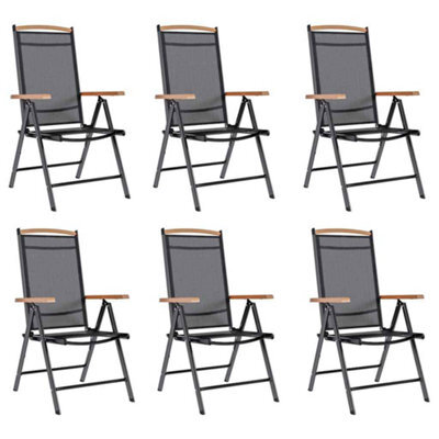 Walplus Folding Garden Chairs 6 Pcs Textilene Black - image 1