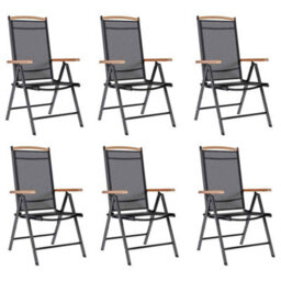Walplus Folding Garden Chairs 6 Pcs Textilene Black