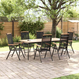Walplus Folding Garden Chairs 6 Pcs Textilene Black - thumbnail 2