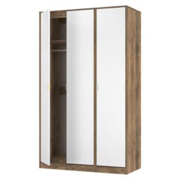 Nashville Ready Assembled Contemporary Matt White & Oak Tall Triple Wardrobe (H)1960mm (W)1108mm (D)530mm - thumbnail 3