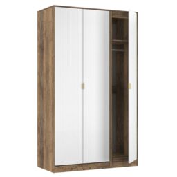 Nashville Ready Assembled Contemporary Matt White & Oak Tall Triple Wardrobe (H)1960mm (W)1108mm (D)530mm - thumbnail 4
