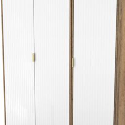 Nashville Ready Assembled Contemporary Matt White & Oak Tall Triple Wardrobe (H)1960mm (W)1108mm (D)530mm - thumbnail 5