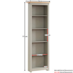 Lassic Vida Designs Arlington Grey 5 Tier Bookcase Freestanding Shelving Unit (H)1750mm (W)600mm (D)240mm - thumbnail 2