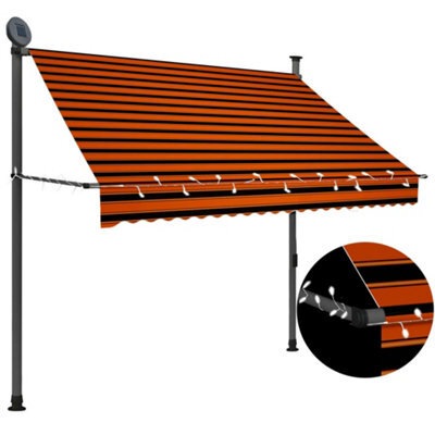 Berkfield Manual Retractable Awning With Led 200 Cm Orange And Brown - image 1