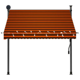 Berkfield Manual Retractable Awning With Led 200 Cm Orange And Brown - thumbnail 4