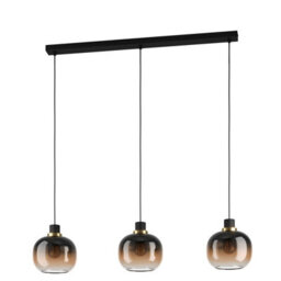 Eglo Oilella Linear Black And Brown Glass Pendant Light - thumbnail 3