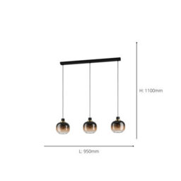 Eglo Oilella Linear Black And Brown Glass Pendant Light - thumbnail 6