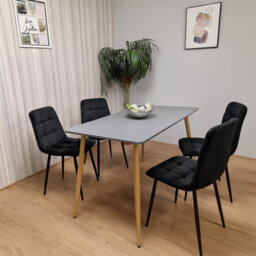 Kosy Koala Modern Rectangle Dark Grey Dining Table Set With 4 Black Velvet Chairs Dining Room Furniture - thumbnail 3