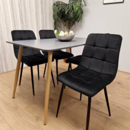 Kosy Koala Modern Rectangle Dark Grey Dining Table Set With 4 Black Velvet Chairs Dining Room Furniture - thumbnail 2