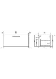 Hudson Reed Components Wall Hung 1 Drawer Unit (385mm Deep), 800mm-Metallic Slate - thumbnail 2